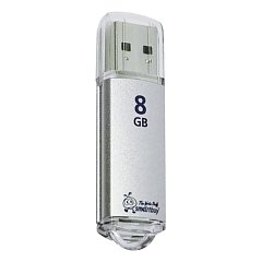 Флеш-диск 8 GB, SMARTBUY V-Cut, USB 2.0, металлический корпус, серебристый, SB8GBVC-S фото