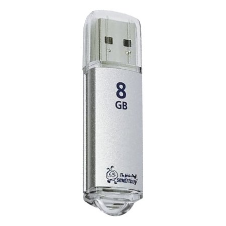 Флеш-диск 8 GB, SMARTBUY V-Cut, USB 2.0, металлический корпус, серебристый, SB8GBVC-S фото