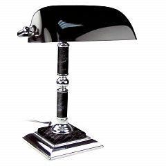 Светильник настольный из мрамора GALANT, основание - черный мрамор с серебристой отделкой, 231489 фото