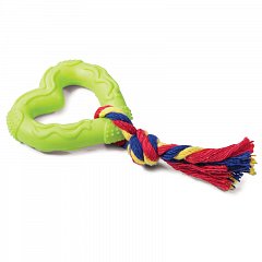 Игрушка для собак из ц/литой резины "Сердечко с веревкой", 70/150мм, Triol фото