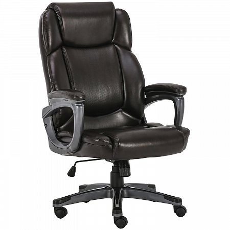 Кресло офисное BRABIX PREMIUM "Favorite EX-577", пружинный блок, рециклир. кожа, коричневое, 531936 фото
