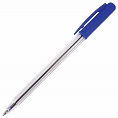 Ручка шариковая автоматическая STAFF "Basic" BPR-243, СИНЯЯ, корпус прозрачный, узел 0,8 мм, линия письма 0,4 мм, 141673 фото