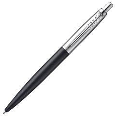 Ручка шариковая PARKER "Jotter XL", УТОЛЩЕННЫЙ корпус, черный матовый лак, детали из нержавеющей стали, синяя, 2068358 фото