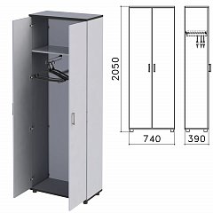 Шкаф для одежды "Монолит", 740х390х2050 мм, цвет серый, ШМ49.11 фото