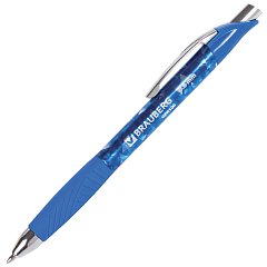 Ручка гелевая автоматическая с грипом BRAUBERG "Jet Gel", СИНЯЯ, печать, узел 0,6 мм, линия письма 0,4 мм, 142690 фото