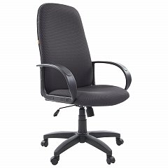 Кресло офисное СН 279, высокая спинка, с подлокотниками, черное-серое, 1138104 фото