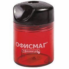 Точилка ОФИСМАГ с контейнером, пластиковая, цилиндрическая, красная, 226940 фото