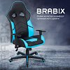 Кресло компьютерное BRABIX "Storm GM-006", регулируемые подлокотники, экокожа, черное/голубое, 532501
