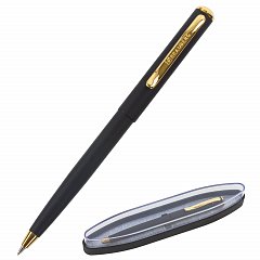 Ручка подарочная шариковая BRAUBERG "Maestro", СИНЯЯ, корпус черный с золотистым, линия письма 0,5 мм, 143470 фото