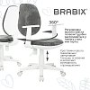 Кресло детское BRABIX "Fancy MG-201W", с подлокотниками, пластик белый, велюр, серое, 533010