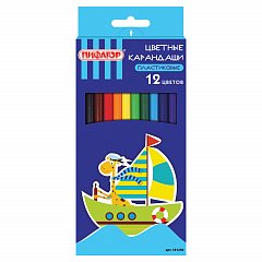 Карандаши цветные ПИФАГОР "ЖИРАФ", 12 цветов, пластиковые, классические заточенные, 181250 фото