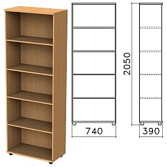 Шкаф (стеллаж) "Монолит", 740х390х2050 мм, 4 полки, цвет бук бавария, ШМ44.1 фото
