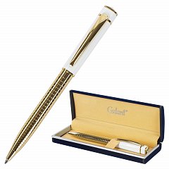 Ручка подарочная шариковая GALANT "Mont Pelerin", корпус золотистый с белым, золотистые детали, пишущий узел 0,7 мм, синяя, 141661 фото