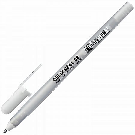 Ручка гелевая БЕЛАЯ, SAKURA (Япония) "Gelly Roll", узел 0,8мм, линия 0,4мм, XPGB#50  фото