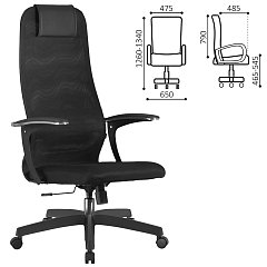 Кресло офисное BRABIX PREMIUM "Ultimate EX-801" пластик, плотная двойная сетка Х2, черное, 532922 фото