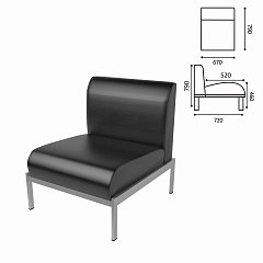 Кресло мягкое "Дилан" Д-22, 670х720х790 мм, без подлокотников, кожзам, черное фото
