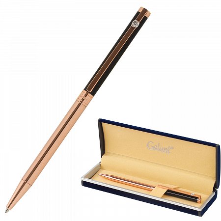 Ручка подарочная шариковая GALANT "ASTRON", корпус черный с золотом, детали золотистые, узел 0,7 мм, синяя, 143525 фото