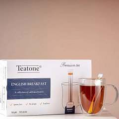 Чай TEATONE "Английский завтрак", 100 стиков по 1,8 г, картонная коробка, 1255 фото