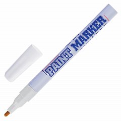 Маркер-краска лаковый (paint marker) MUNHWA "Slim", 2 мм, БЕЛЫЙ, нитро-основа, алюминиевый корпус, SPM-05 фото