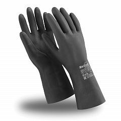 Перчатки неопреновые MANIPULA ХИМОПРЕН, хлопчатобумажное напыление, К80/Щ50, размер 10-10,5 (XL), черные, CG-973 фото