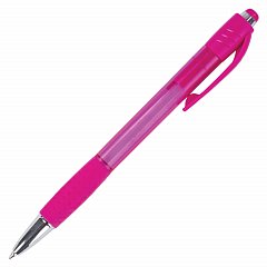 Ручка шариковая автоматическая с грипом BRAUBERG SUPER, СИНЯЯ, корпус розовый, узел 0,7 мм, линия письма 0,35 мм, 143372 фото