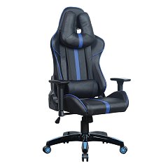 Кресло компьютерное BRABIX "GT Carbon GM-120", две подушки, экокожа, черное/синее, 531930 фото