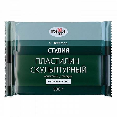 Пластилин скульптурный ГАММА "Студия", оливковый, 0,5 кг, твердый, 2.80.Е050.003 фото