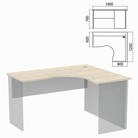 Стол компактный ЧАСТЬ 1 "Арго", 1400х1200х760 мм, правый, ясень шимо фото