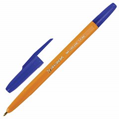 Ручка шариковая BRAUBERG "Carina Orange", СИНЯЯ, корпус оранжевый, узел 1 мм, линия письма 0,5 мм, 141668 фото