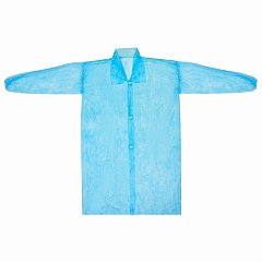 Халат одноразовый голубой на липучках КОМПЛЕКТ 10 шт., XXXL, 60-62 размер, 110 см, рукав на резинке, 30 г/м2, ОПТИТРЕЙД фото