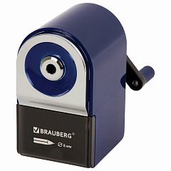 Точилка механическая BRAUBERG "ORIGINAL", для чернографитных и цветных карандашей, крепление к столу, корпус синий, 228480 фото