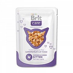 Суперпремиальный влажный корм для котят BRIT Care Cat Курица и сыр фото