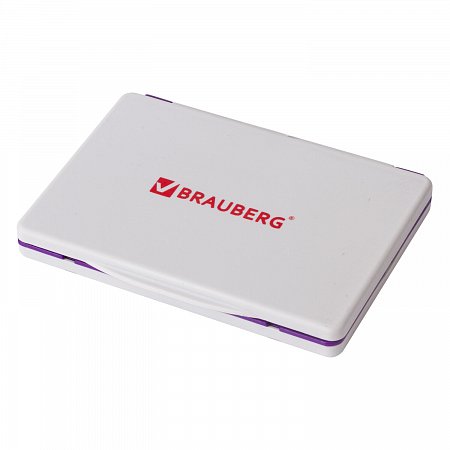 Штемпельная подушка BRAUBERG, 100х80 мм (рабочая поверхность 90х50 мм), фиолетовая краска, 236869 фото