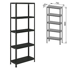 Стеллаж металлический BRABIX "ГРАФИТ MS KD-180/30/70-5", лофт, 1800х700х300 мм, 5 полок, 291267, S240BR123593 фото
