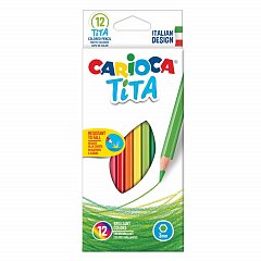 Карандаши цветные CARIOCA "Tita", 12 цветов, пластиковые, грифель 3 мм, шестигранные, европодвес, 42793 фото