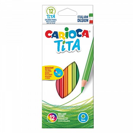 Карандаши цветные CARIOCA "Tita", 12 цветов, пластиковые, грифель 3 мм, шестигранные, европодвес, 42793 фото