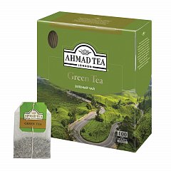 Чай AHMAD (Ахмад) "Green Tea", зеленый, 100 пакетиков по 2 г, 478i-08 фото