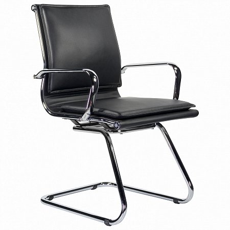 Кресло для приемных и переговорных BRABIX "Kayman CF-102", экокожа, хром, черное, 532572 фото