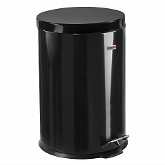 Ведро-контейнер для мусора (урна) с педалью LAIMA "Classic", 20 л, черное, глянцевое, металл, со съемным внутренним ведром, 604945 фото
