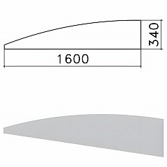 Экран - перегородка "Монолит", 1600х16х340 мм, БЕЗ ФУРНИТУРЫ (код 640237), серый, ЭМ22.11 фото