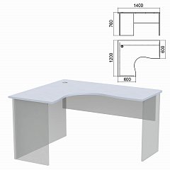 Стол компактный ЧАСТЬ 1 "Арго", 1400х1200х760 мм, левый, серый фото