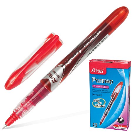 Ручка-роллер BEIFA (Бэйфа) "A Plus", КРАСНАЯ, корпус с печатью, узел 0,5 мм, линия письма 0,33 мм, RX302602-RD фото