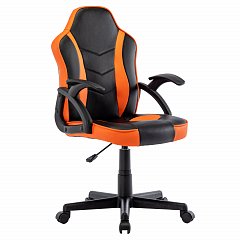 Кресло компьютерное BRABIX "Shark GM-203", экокожа, черное/оранжевое, 532513 фото