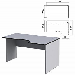 Стол письменный эргономичный "Монолит", 1400х900х750 мм, правый, цвет серый, СМ4.11 фото
