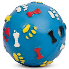 Игрушка для собак из цельнолитой резины "Мяч с лапками и косточками со звуком", d75мм, Triol фото