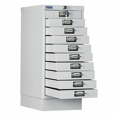 Шкаф металлический для документов ПРАКТИК "MDC-A4/650/10", 10 ящиков, 650х277х405 мм, собранный фото
