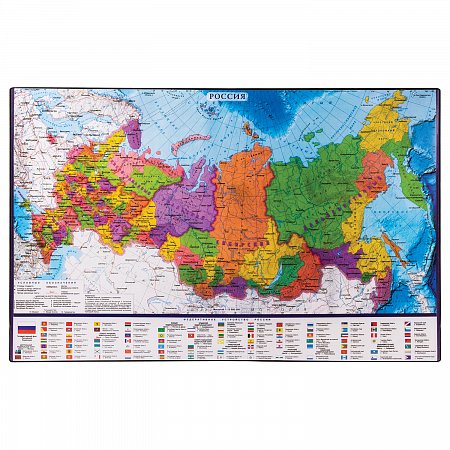 Коврик-подкладка настольный для письма (590х380 мм), с картой России, BRAUBERG, 236776 фото