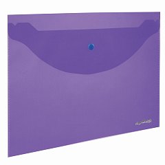 Папка-конверт с кнопкой ЮНЛАНДИЯ, А4, до 100 листов, прозрачная, фиолетовая, 0,18 мм, 228669 фото