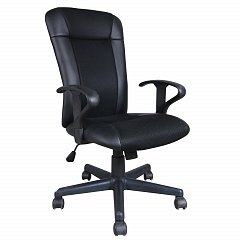 Кресло BRABIX "Optima MG-370", с подлокотниками, экокожа/ткань, черное, 531580 фото