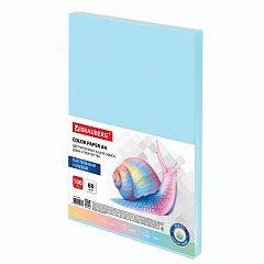 Бумага цветная BRAUBERG, А4, 80 г/м2, 100 л., пастель, голубая, для офисной техники, 112445 фото